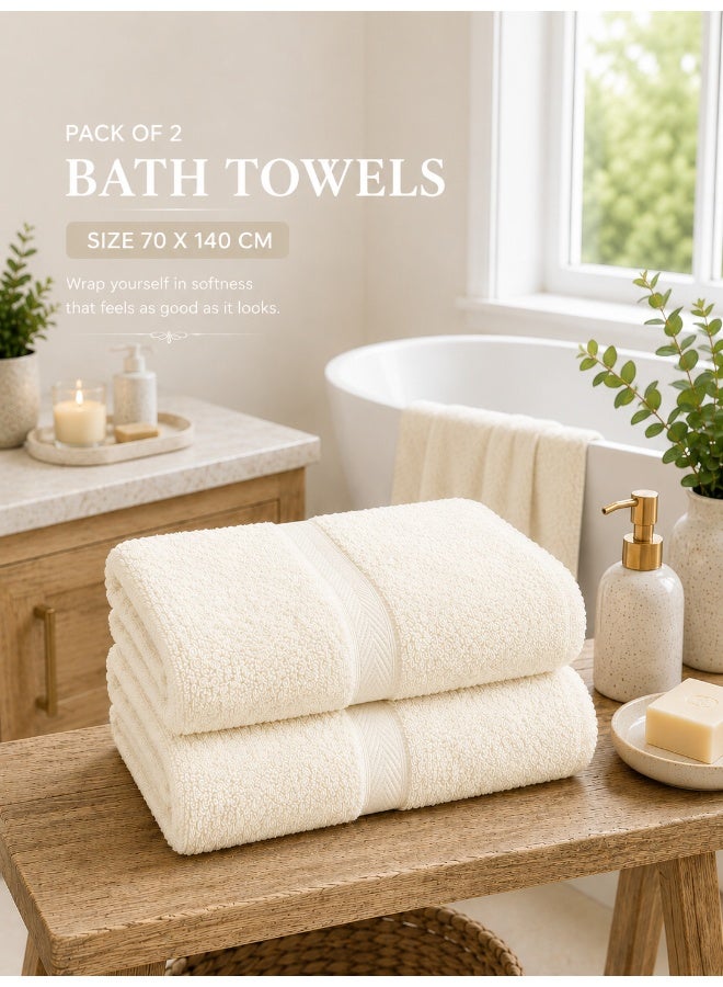 Princess 2-Piece Fast Absorbent Bath Towel Set Cream 70 x 140cm - Image 3