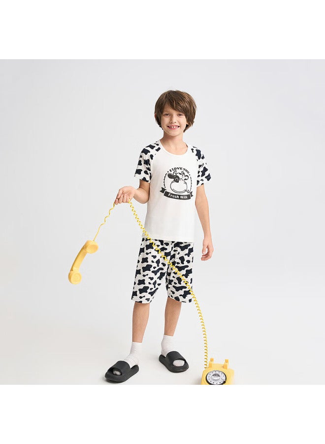 Aimer kids مجموعة بيجاما قصيرة الأكمام للأطفال من إيمر كيدز، مضادة للميكروبات - Image 1