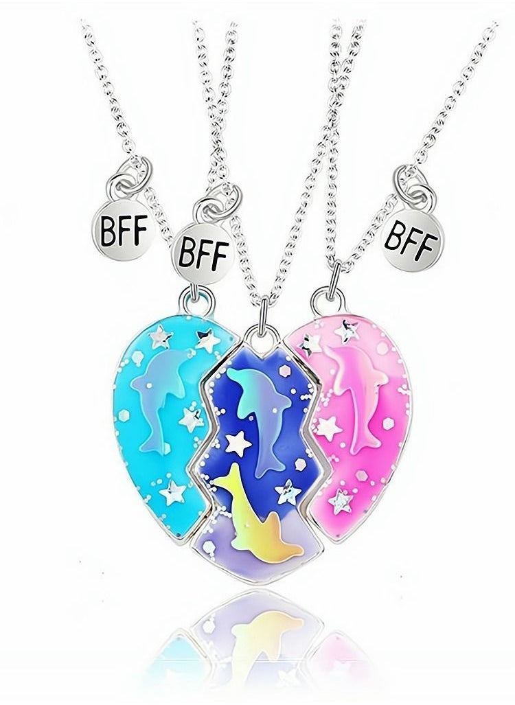 SYOSI - Best Friend Necklace, Half Heart Pendant, Friendship Necklace, BFF Necklace for 3-Split Heart Necklace, Sister Necklace Set Jewelry Birthday Gift for friend, 1 Set - Image 1