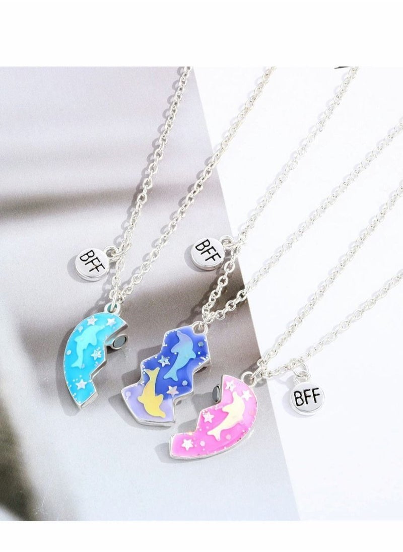 SYOSI - Best Friend Necklace, Half Heart Pendant, Friendship Necklace, BFF Necklace for 3-Split Heart Necklace, Sister Necklace Set Jewelry Birthday Gift for friend, 1 Set - Image 1