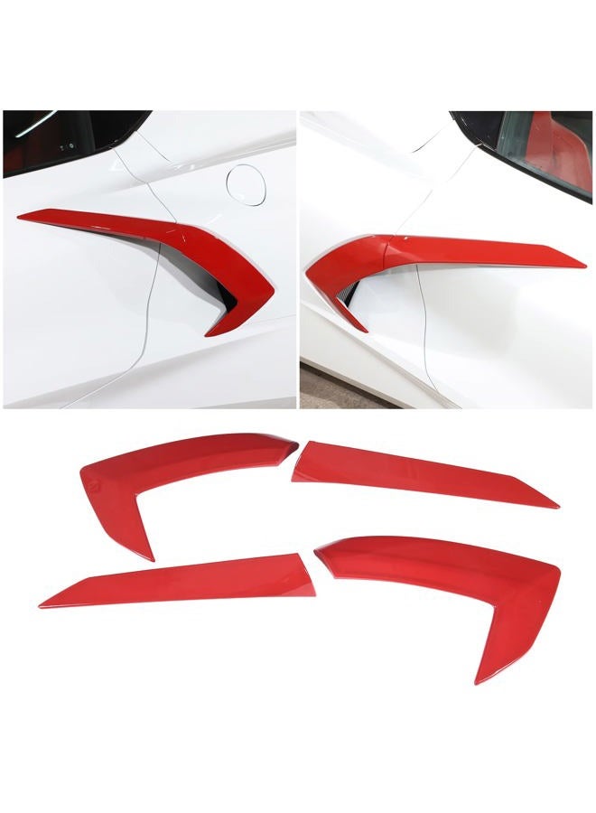 Sekhyna Body Side Fender Air Outlet Cover Trim ABS 4PCS Compatible with Corvette C8 Stingray 2020 2021 2022 2023 Exterior Door Handle Protection Cover Sticker Trim (Sports Red) - Image 1