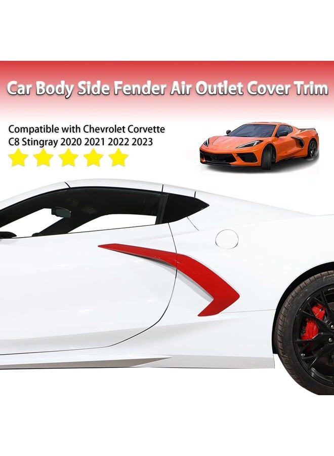 Sekhyna Body Side Fender Air Outlet Cover Trim ABS 4PCS Compatible with Corvette C8 Stingray 2020 2021 2022 2023 Exterior Door Handle Protection Cover Sticker Trim (Sports Red) - Image 2