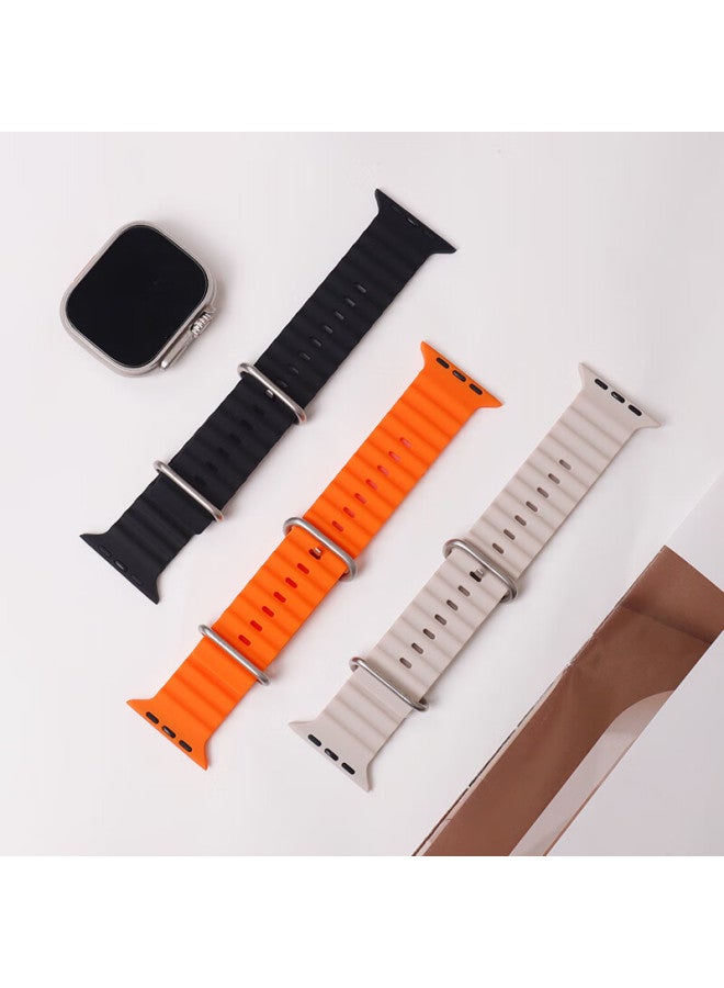 Mssm Compatible Apple Watch Band, Iwatch Ocean Silicone Strap, Apple Watch Ultra 3/s11/s10/9/8/7/se3 Sports Silicone Band, Starlight Color - Image 3