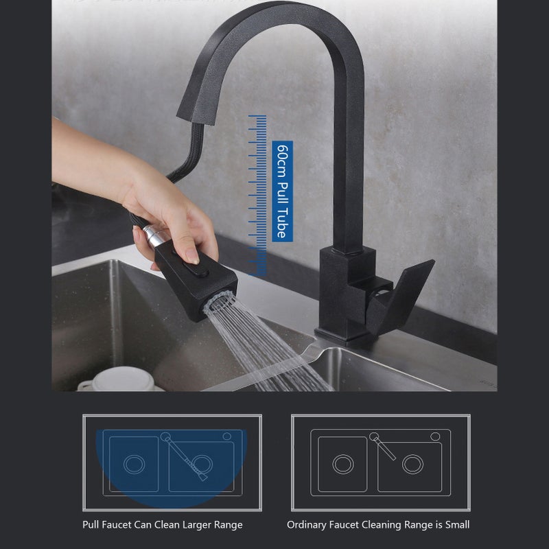Kitchen Faucet Sink Faucet Pull Out Faucet Single Handle High Arc Kitchen Faucet Dual Mode Kitchen Sink Faucet Water Splashing Kitchen Sink Faucet Stainless Steel Kitchen Faucets - Image 3