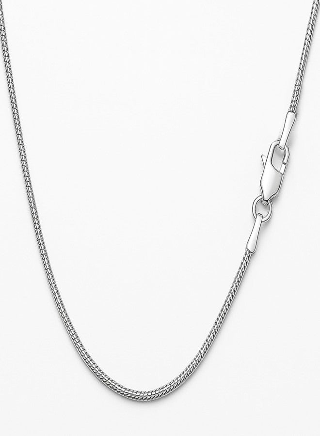 Designer Sterling Silver قلادة من الفضة الإسترلينية 925 للنساء، سلسلة ثعبان مستديرة 1 مم، مشابك مخلب جراد البحر، سلسلة فضة إسترلينية، مجوهرات إيطالية للنساء، 18 بوصة - Image 2
