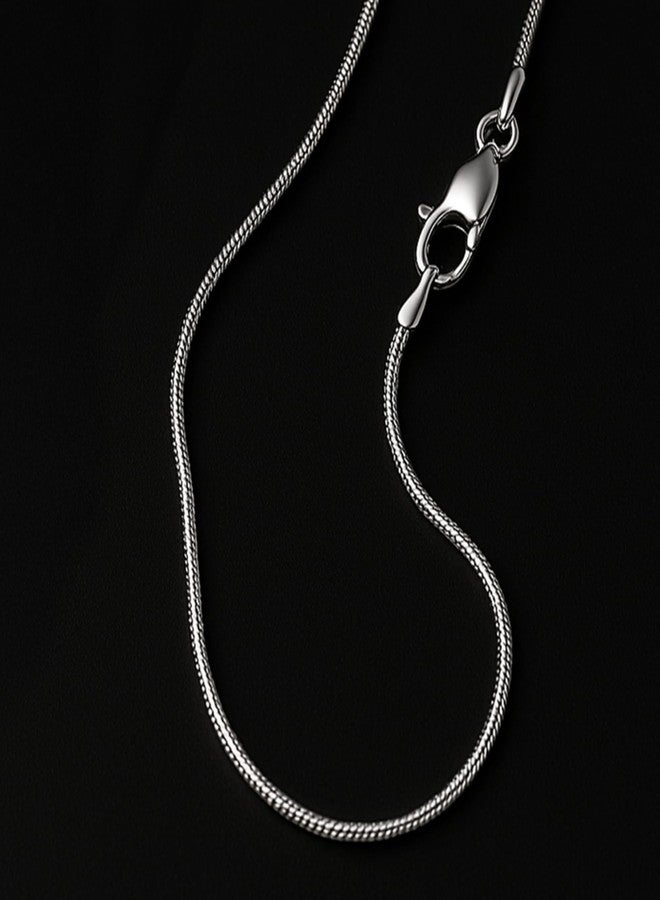 Designer Sterling Silver قلادة من الفضة الإسترلينية 925 للنساء، سلسلة ثعبان مستديرة 1 مم، مشابك مخلب جراد البحر، سلسلة فضة إسترلينية، مجوهرات إيطالية للنساء، 18 بوصة - Image 5