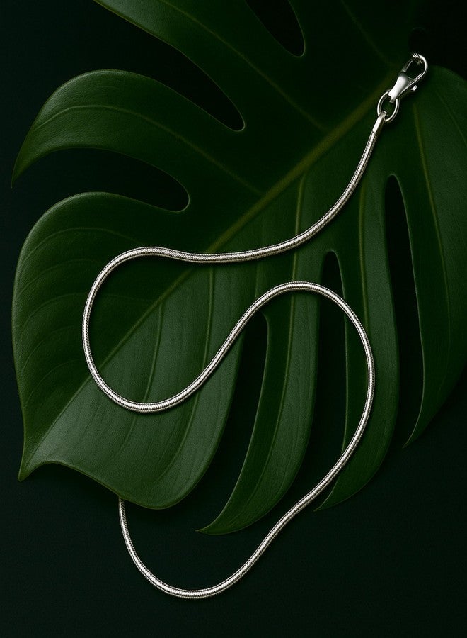 Designer Sterling Silver قلادة من الفضة الإسترلينية 925 للنساء، سلسلة ثعبان مستديرة 1 مم، مشابك مخلب جراد البحر، سلسلة فضة إسترلينية، مجوهرات إيطالية للنساء، 18 بوصة - Image 3