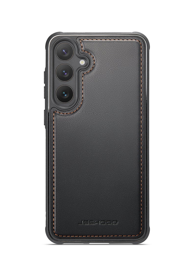 JEEHOOD - CaseMe Phone Case Compatible with Samsung Galaxy S24 Plus Luxury PU Leather Back Cover Cover Compatible with Samsung Galaxy S24 Plus -Black - Image 1
