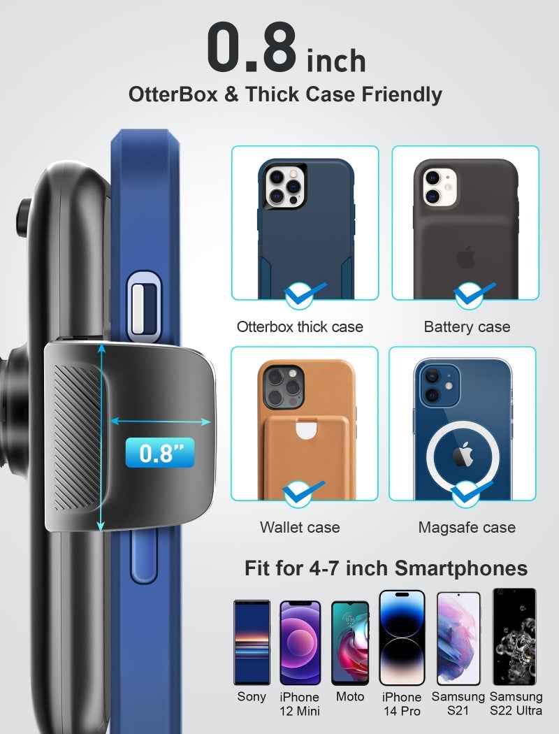 TOPGO Cup Phone Holder for Car [2025 Upgraded Ultra-Sturdy & Non-Shaking] Car Phone Mount with Adjustable Long Gooseneck Cell Phone Automobile Cradles for iPhone 16 Pro Max and More Smartphone - Black - Image 4