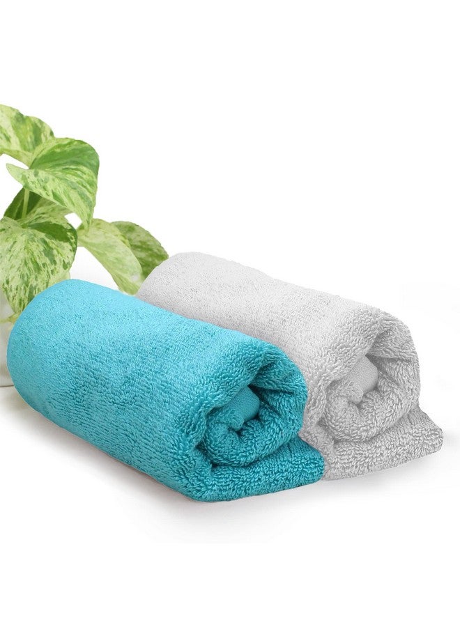 HEELIUM Bamboo Hand Towel | Ultra Absorbent & Anti-Bacterial | 3X Softer Than Cotton Towels | 65 X 40 cm - 600 GSM | Pack of 2 - Light Grey, Teal - Image 1