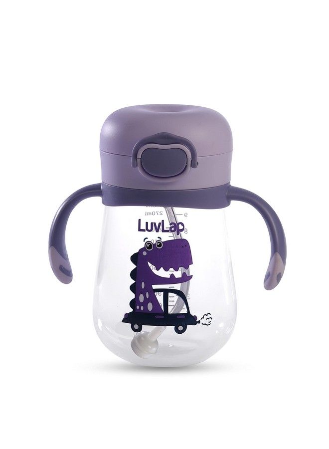 Luvlap كوب شرب من السيليكون الناعم المقاوم للعض مع مقبض وكوب شرب من القش الموزون مع قفل مانع للانسكاب، خالٍ من مادة BPA للأطفال من سن 6 أشهر فما فوق، 300 مل، أرجواني - Image 1
