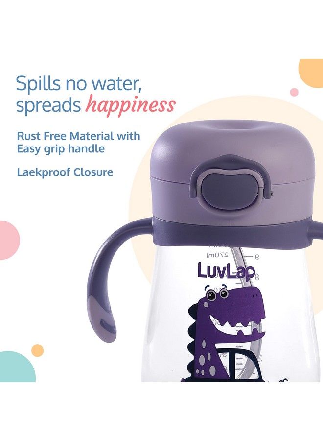 Luvlap كوب شرب من السيليكون الناعم المقاوم للعض مع مقبض وكوب شرب من القش الموزون مع قفل مانع للانسكاب، خالٍ من مادة BPA للأطفال من سن 6 أشهر فما فوق، 300 مل، أرجواني - Image 5