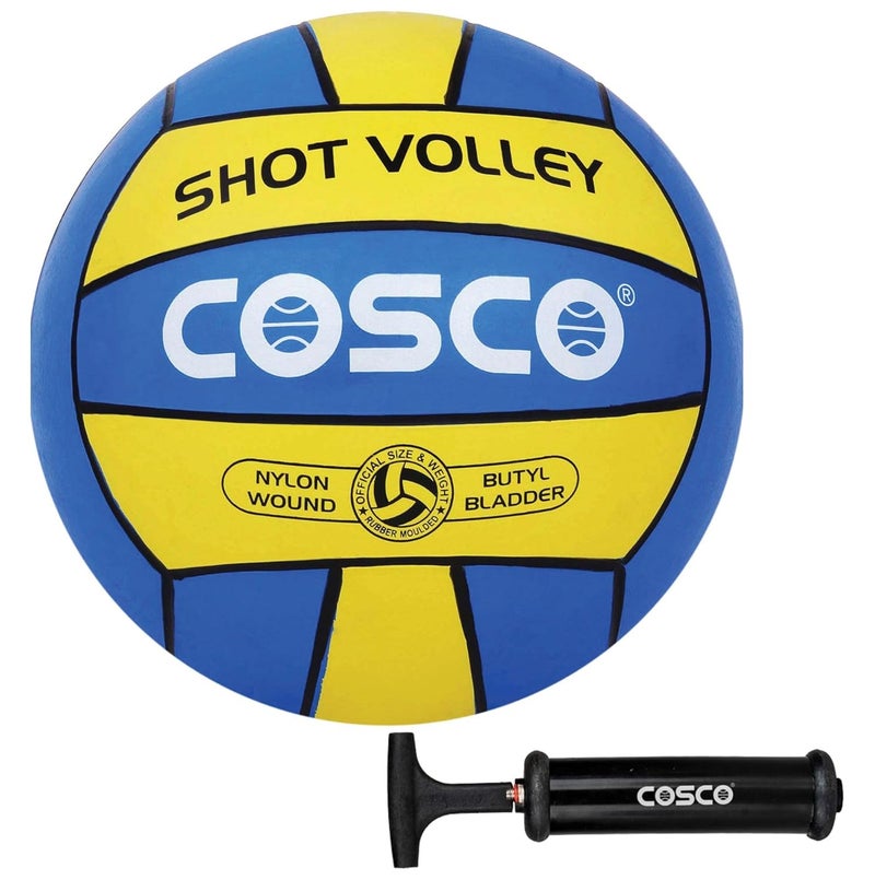 COSCO كرة الطائرة شوت فولي مع مضخة يدوية، زرقاء - Image 1