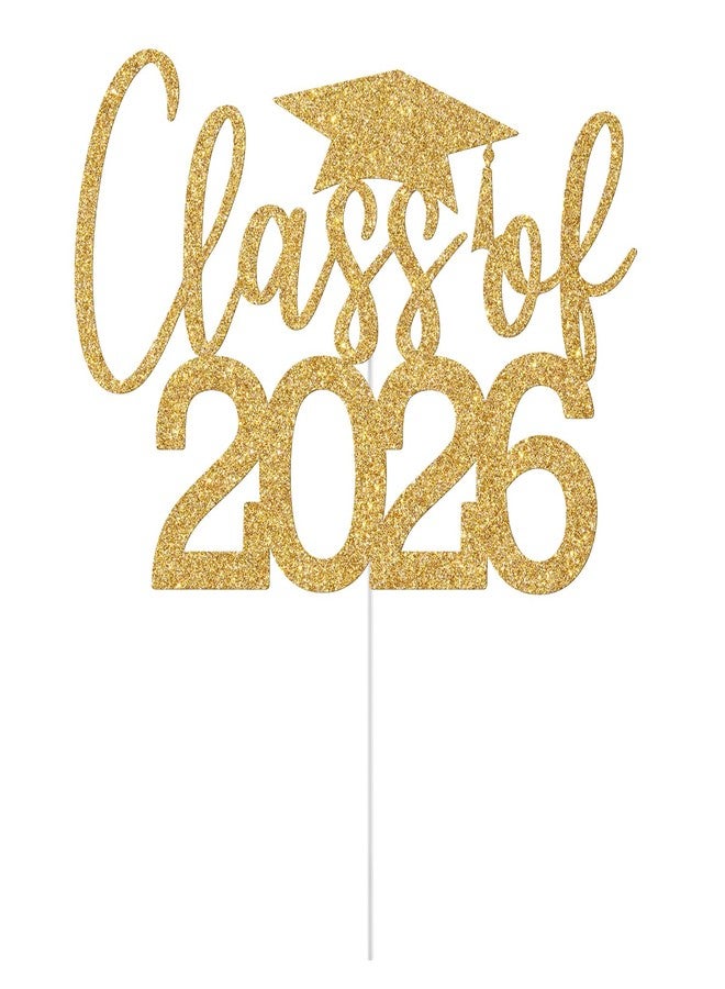 Yotawebery Class of 2026 Cake Topper, Congrats Grad Decorations, 2026 Grad Decor, Congratulations, High School College Graduation Party Decorations Gold Glitter - Image 2