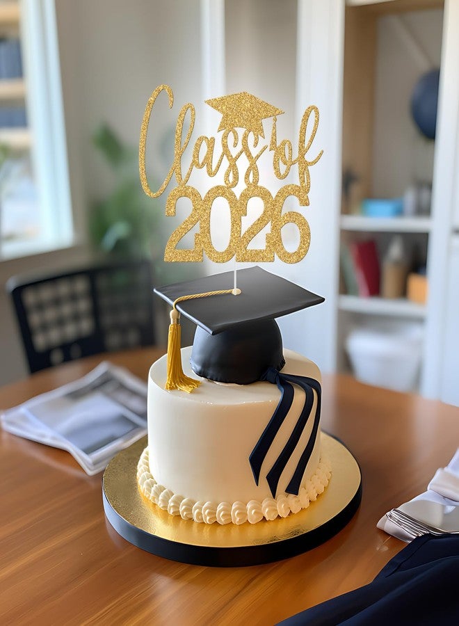 Yotawebery Class of 2026 Cake Topper, Congrats Grad Decorations, 2026 Grad Decor, Congratulations, High School College Graduation Party Decorations Gold Glitter - Image 5