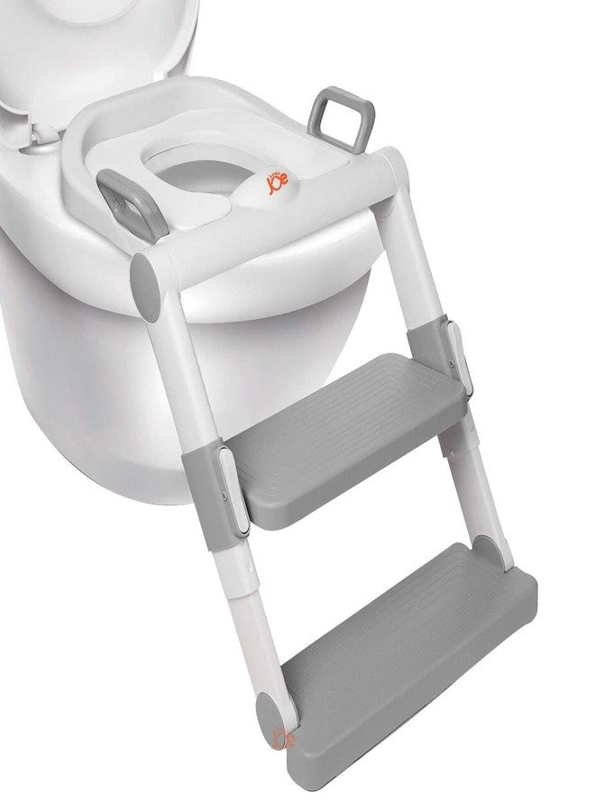 JUNIOR JOE Foldable Potty Training Seat with Stairs - Adjustable Install-Free Toilet Trainer with Non-Slip Splash Guard for Toddler Boys & Girls (GREY) - Image 1