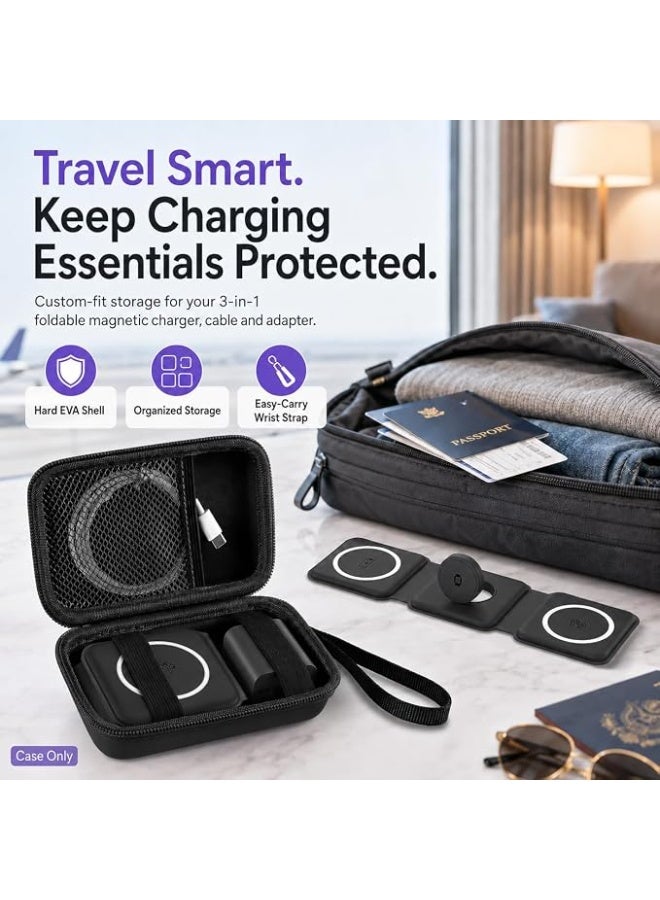 Travel Storage Case for 3-in-1 Foldable Wireless Charging Station, Hard Shell Protective Carrying Case with Pocket for Charging Pad, Cable & Adapter, Portable Organizer Box, Case Only - Image 5