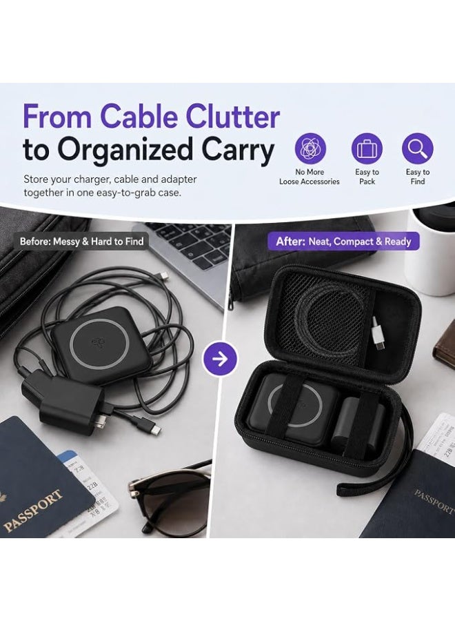 Travel Storage Case for 3-in-1 Foldable Wireless Charging Station, Hard Shell Protective Carrying Case with Pocket for Charging Pad, Cable & Adapter, Portable Organizer Box, Case Only - Image 3