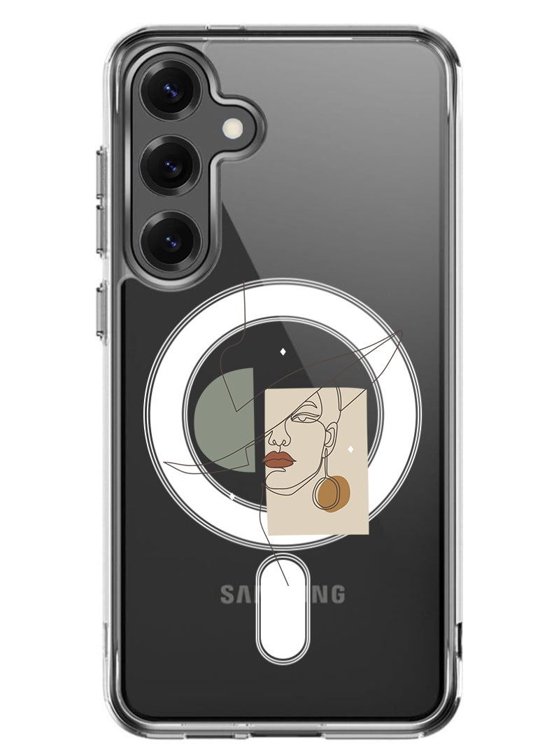 Theodor Magnetic Case for Samsung Galaxy S25 6.2-inch Compatible with MagSafe Wireless Charging, Shockproof Phone Bumper Cover Women in Style - White - Image 1