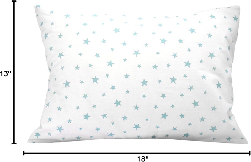 Comfy Turtles 13x18 Pillowcase Children - Star Pillow Case Kids, Toddler Star Pillowcase Cotton, Girl Boys Pillow Cases, Travel Pillow Case Cover - Green Stars - Image 3