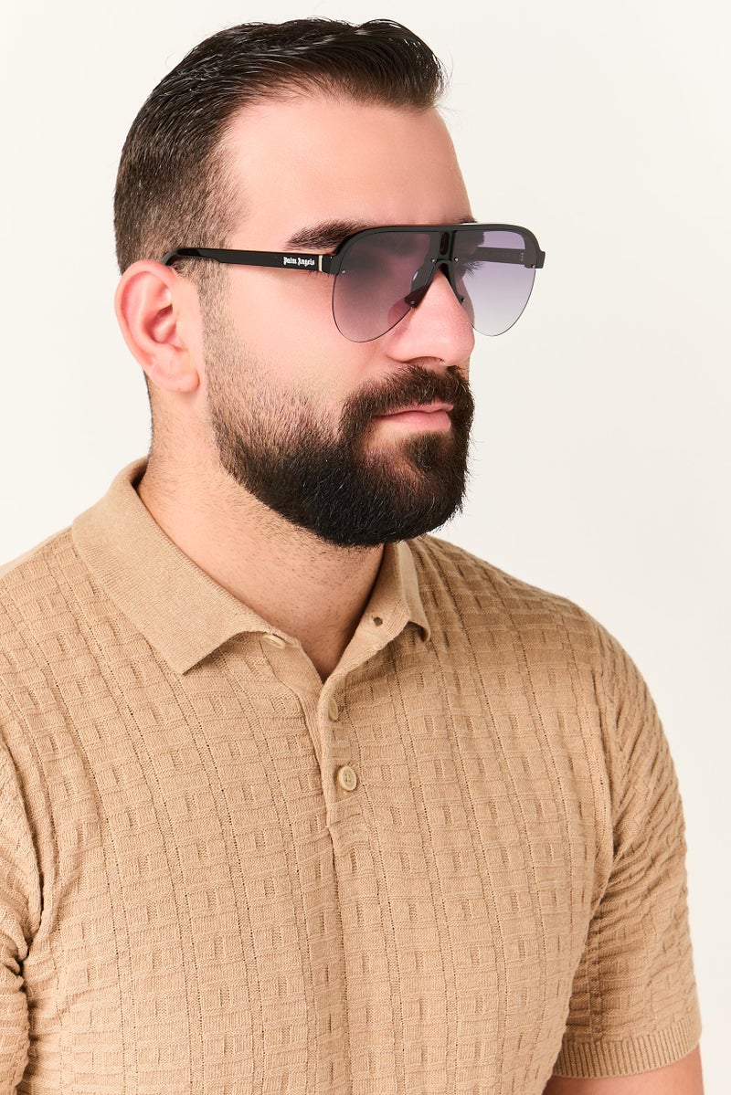 Palm Angels Men PERI10B UV Protection Aviator Sunglasses, Black - Image 2