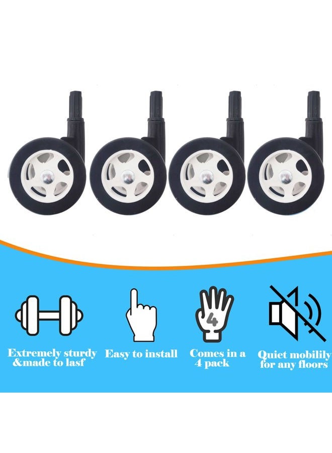 WYI Baby Walker Wheels Replacement, Set of 4, Baby Walker Accessories, Plastic Rubber Wheels Casters, Universal Wheels (A-Black) - Image 3