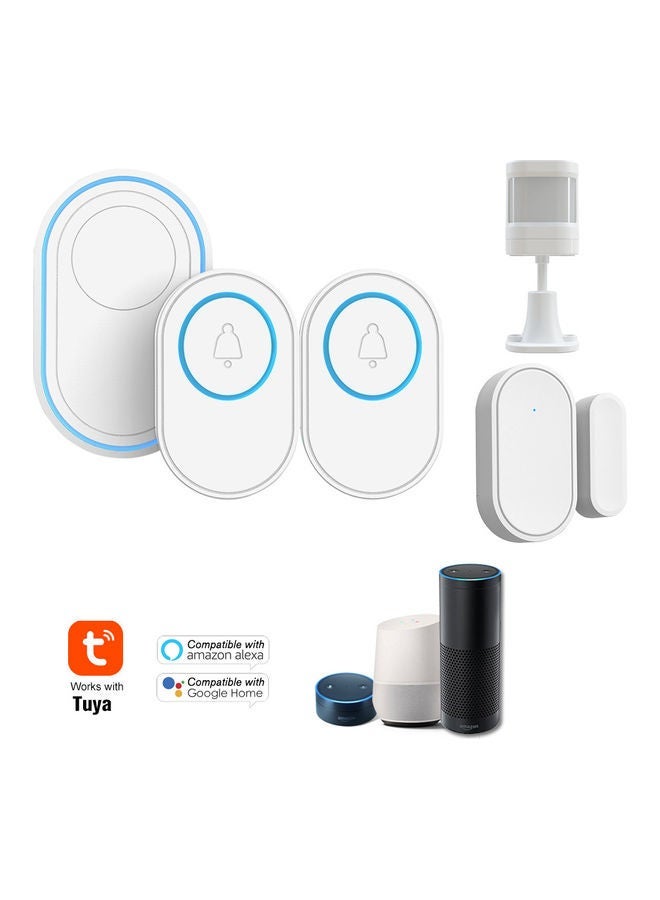 NIBEMINENT PIR Sensor Doorbell Alarm System Set White/Blue - Image 1