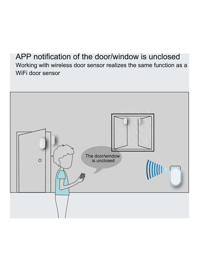 NIBEMINENT PIR Sensor Doorbell Alarm System Set White/Blue - Image 4