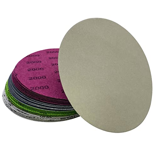 AutKerige 6 Inch Wet Dry Sandpaper, 40 PCS Assorted Grit Sanding Disc (1000/2000/3000/5000) with Premium Silicon Carbide, Hook and Loop Polish Sandpaper for Auto, Wood or Metal Polishing and Sanding - Image 1