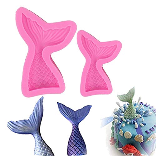 HASTHIP® 4 Pieces Mermaid Tail Silicone Mould, Chocolate Fondant Silicone Moulds 3D Mermaid Icing Moulds Seashell Cake Soap Moulds for Soap Making - Image 2