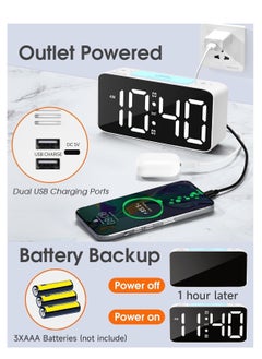 GUDOO Super Loud Alarm Clock for Heavy Sleepers Adults Digital Clock with 7 Color NightLight Adjustable Volume Dimmer USB Charger Small Clocks for Bedrooms Ok to Wake Up for Kids Teens White RGB  - Image 2