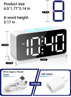GUDOO Super Loud Alarm Clock for Heavy Sleepers Adults Digital Clock with 7 Color NightLight Adjustable Volume Dimmer USB Charger Small Clocks for Bedrooms Ok to Wake Up for Kids Teens White RGB  - Image 5