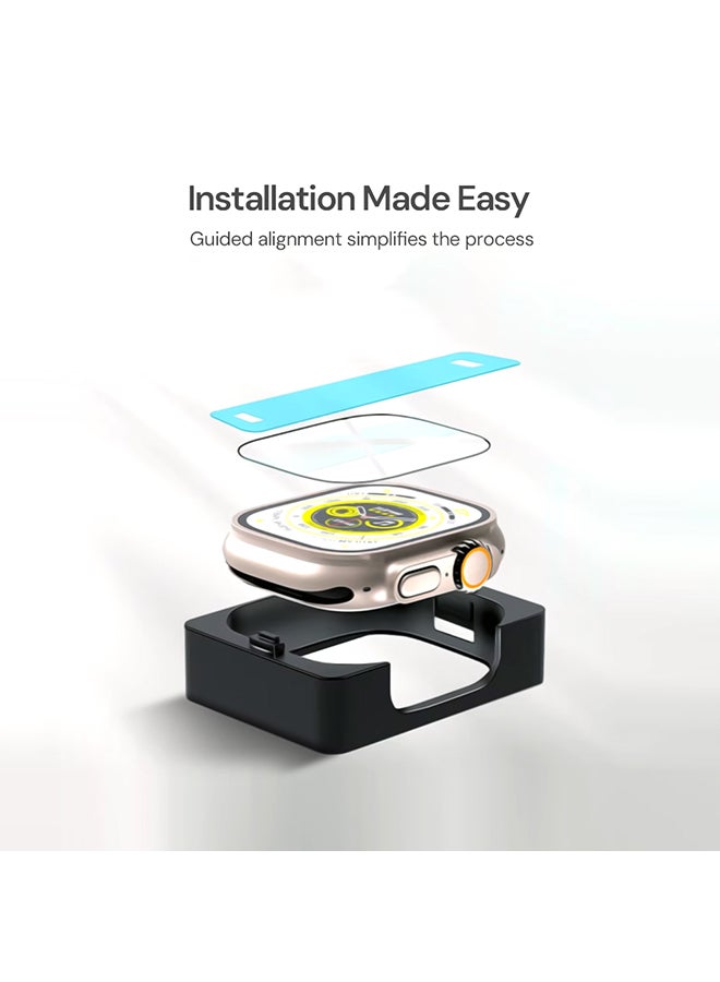 O Ozone 2 Pack Screen Protector Compatible with Apple Watch Ultra 2 / Ultra Screen Protector 49mm , 3D Curved with Auto-alignment Installation Frame  - Image 2