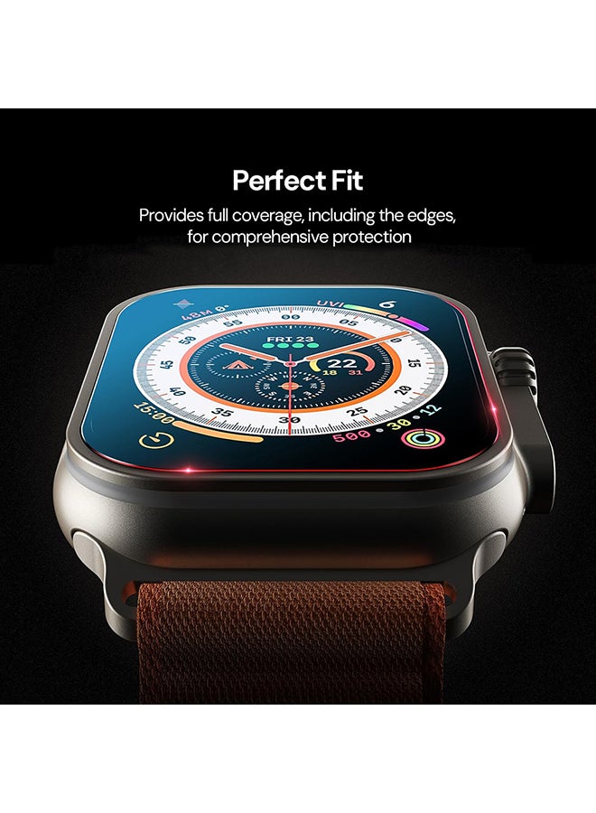 O Ozone 2 Pack Screen Protector Compatible with Apple Watch Ultra 2 / Ultra Screen Protector 49mm , 3D Curved with Auto-alignment Installation Frame  - Image 4