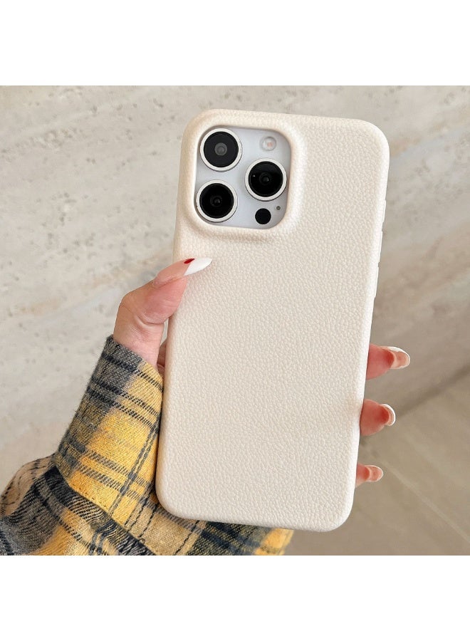 NIBEMINENT Solid Color Leather Pattern Protective TPU Case Cover For iPhone 15 Pro, White