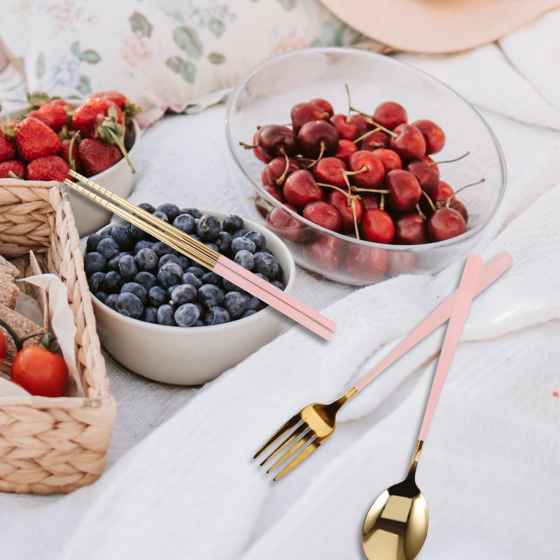 Reusable Dining Set, Lightweight Plastic Cutlery with Unique Case for Outdoor Adventures - Image 4