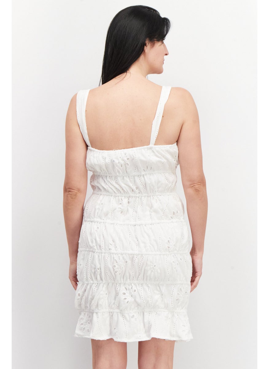 Missguided - Women Embroidered Mini Dress, White - Image 1