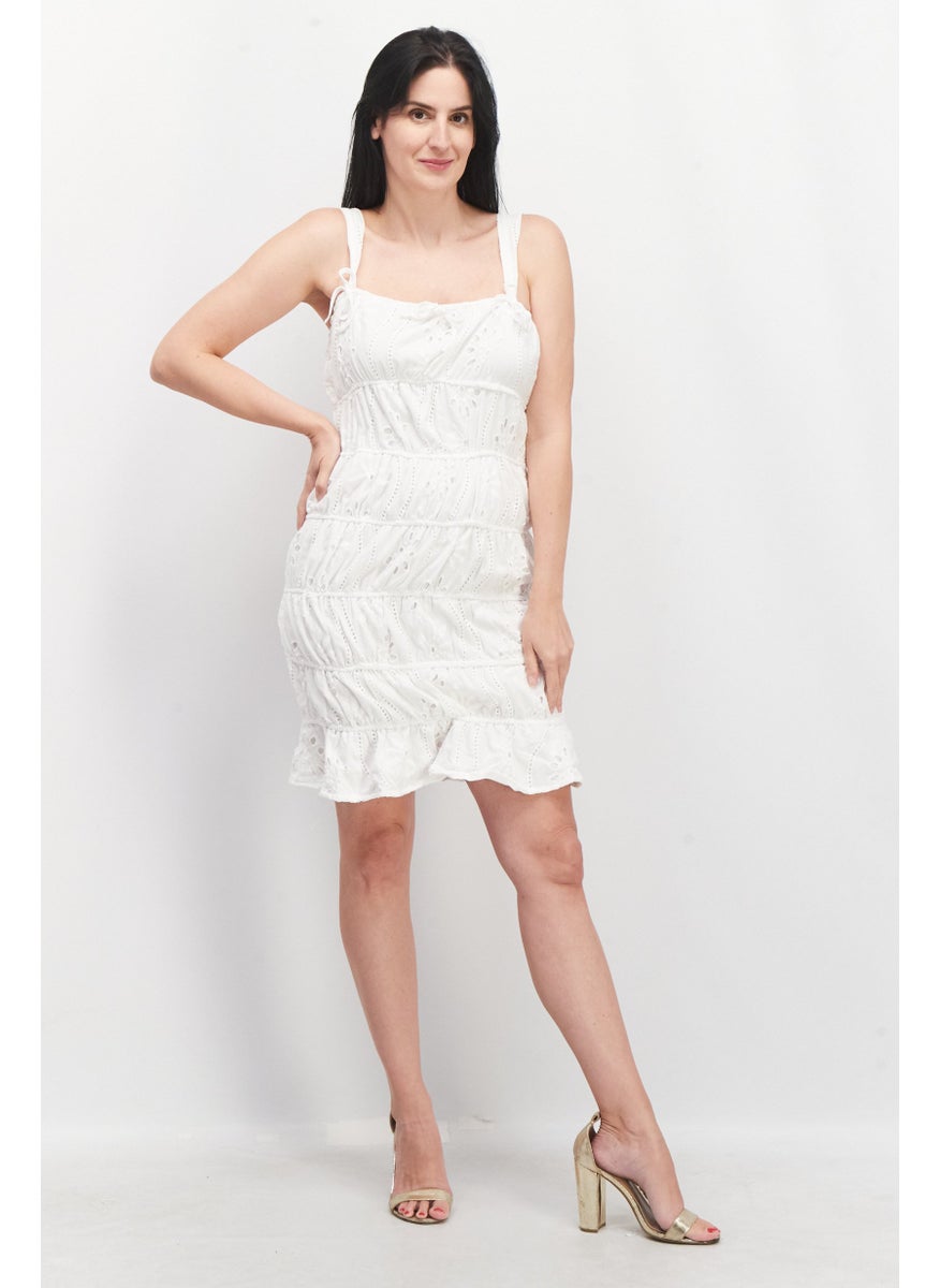 Missguided - Women Embroidered Mini Dress, White - Image 1