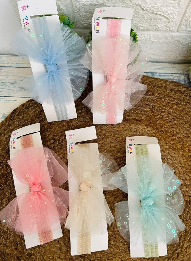 Radhya Accessories Korean Baby Headbands Kids Bow Elastic Hair Bands for Baby Girls Cotton Turban Bow Knotted Girls Hairband (1 pc) (Peach) - Image 3