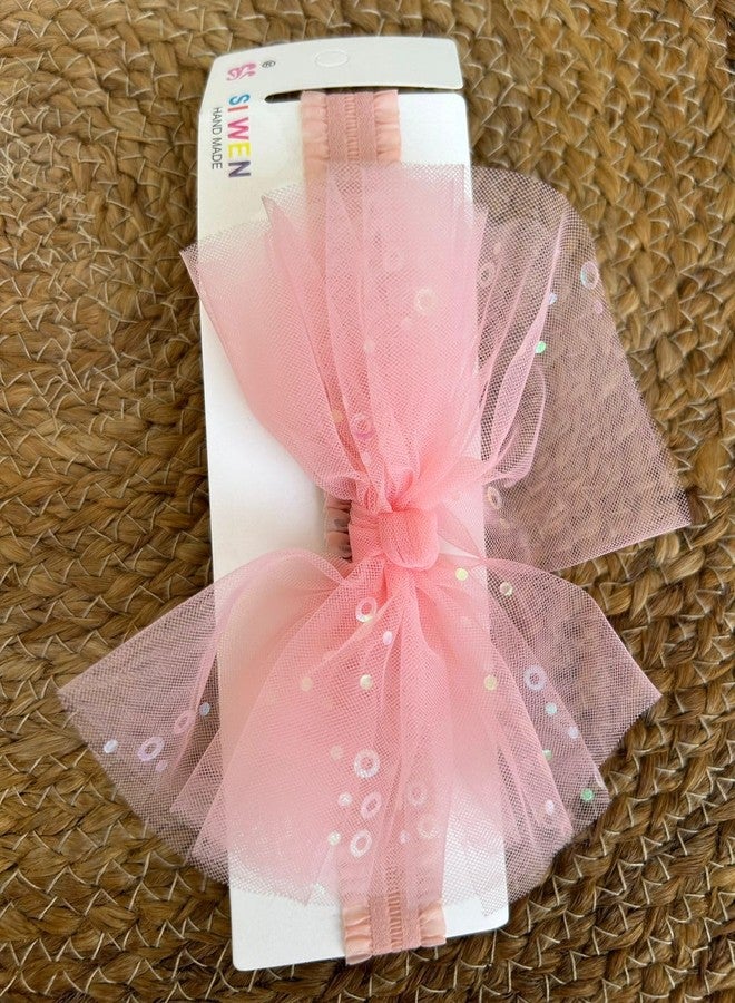 Radhya Accessories Korean Baby Headbands Kids Bow Elastic Hair Bands for Baby Girls Cotton Turban Bow Knotted Girls Hairband (1 pc) (Peach) - Image 1