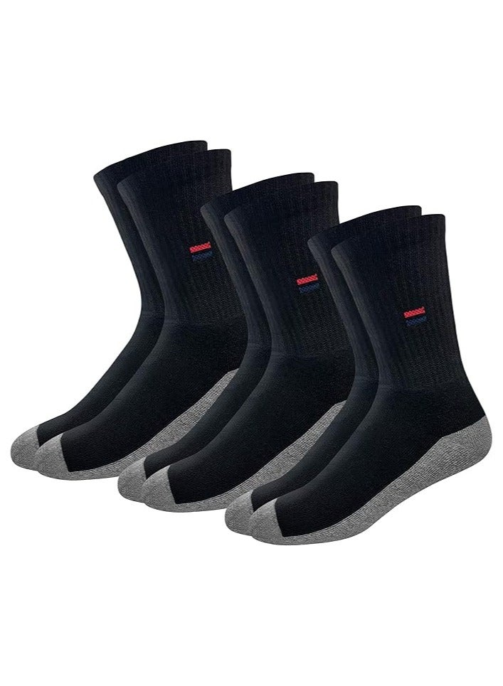 نافي سبورت جوارب NAVYSPORT للرجال من القطن الصلب المريحة، عبوة من 3 قطع (مقاس موحد، أسود) - Image 1