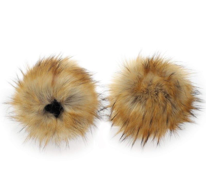 LA CARRIE Women's Leopard Print Faux Fur Wrist Cuffs,Winter Fox Furry Bands Arm Warmer (Nature) - Image 4