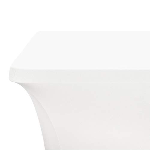 LZY Spandex Fitted Stretch Table Cover for 4ft or 6ft or 8ft Folding Table, Rectangular Cocktail Tablecloth, Perfect for Party or Banquet (4FT White) - Image 4