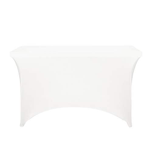 LZY Spandex Fitted Stretch Table Cover for 4ft or 6ft or 8ft Folding Table, Rectangular Cocktail Tablecloth, Perfect for Party or Banquet (4FT White) - Image 2