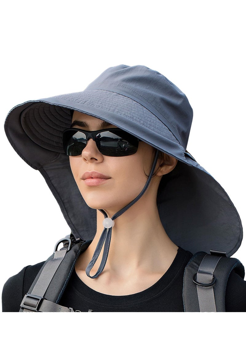 Sun Hat Women Men with Neck Flap Wide Brim Hat, Foldable Ponytail Summer UV Protection Fishing Hat for Beach Hiking Gardening (Dark Grey) - pzsku/ZEFED1A93C015AE6C269EZ/45/_/1719560768/43ccc72b-ead9-48dc-920f-154c5b4c46ec