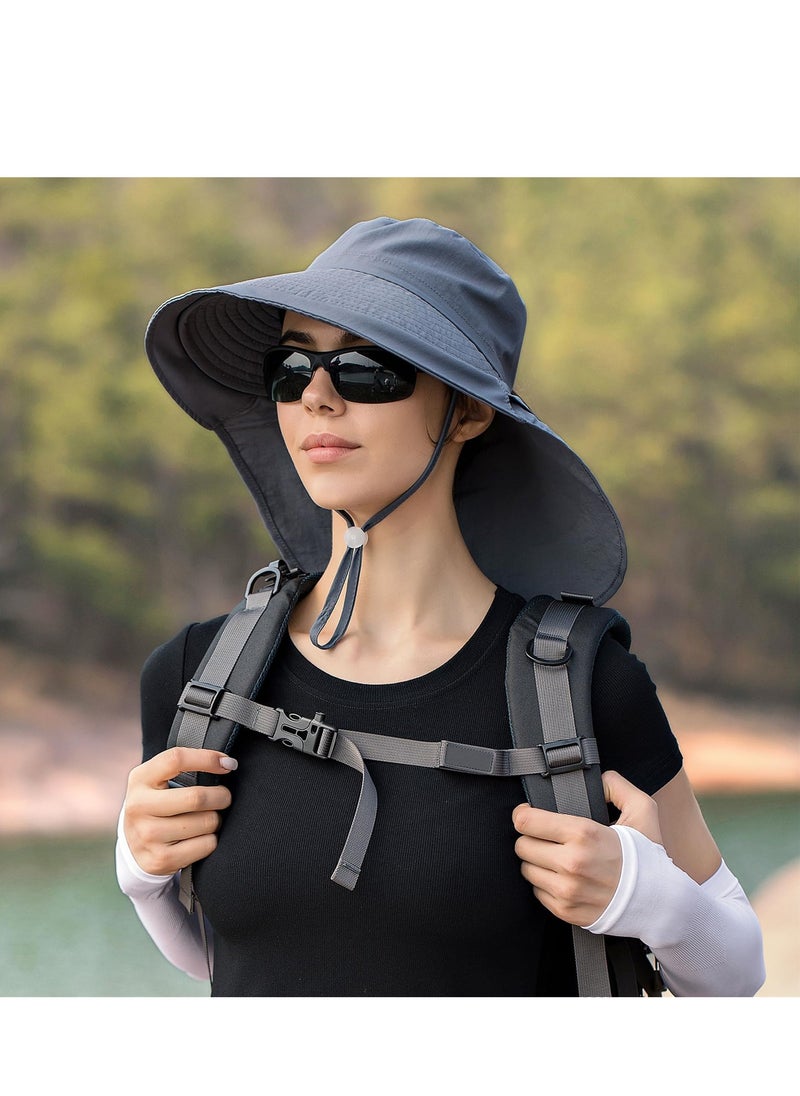 Sun Hat Women Men with Neck Flap Wide Brim Hat, Foldable Ponytail Summer UV Protection Fishing Hat for Beach Hiking Gardening (Dark Grey) - pzsku/ZEFED1A93C015AE6C269EZ/45/_/1719560818/3e24d22d-29c4-4f96-83d8-b400ed4ef566