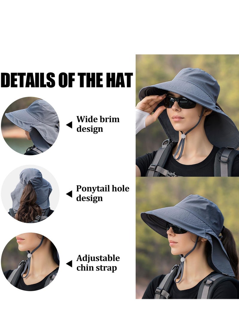 Sun Hat Women Men with Neck Flap Wide Brim Hat, Foldable Ponytail Summer UV Protection Fishing Hat for Beach Hiking Gardening (Dark Grey) - pzsku/ZEFED1A93C015AE6C269EZ/45/_/1719560829/b2a2562b-b380-45a2-b42e-005c0b984a02