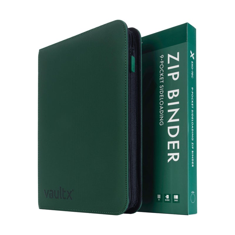 Vault X 9 Pocket Trading Card Zip Binder, 360 Cards, Premium Exo-Tec Album Material, 20 Side-Loading Pages, Folder for Collectible Games, Sports, TCG (Green) - Image 1