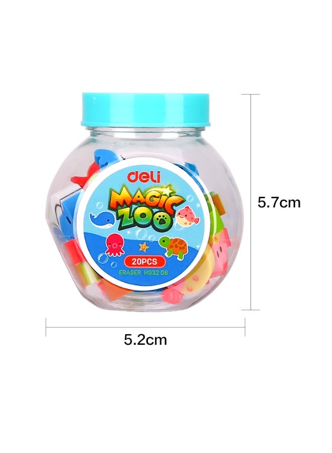 Deli مجموعة ممحاة حيوانات دلي EH03206 – 20 قطعة ممحاة خالية من PVC وغير سامة في أنبوب PET، تخزين سهل، تصميم حيوانات ممتع للاستخدام في المدرسة والمنزل - Image 2