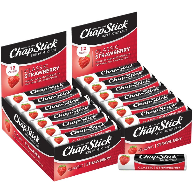 ChapStick Bulk Classic Strawberry Lip Balm 24Count  Tinted Lip Moisturizer Juicy  Sweet 015 Oz Ea